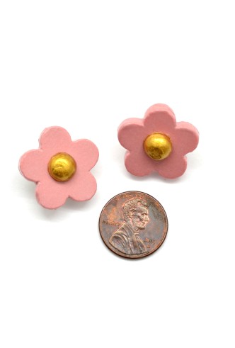 Golden Flower Ceramic Studs